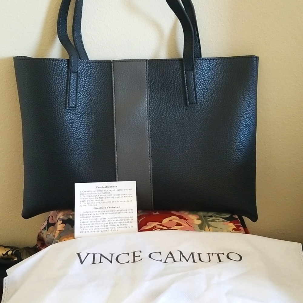 Vince Camuto Luck Tote Bag Black Vegan Leather